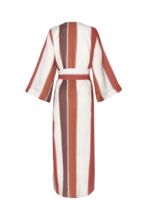 Joaquina Linen Kaftan / Terra Stripes