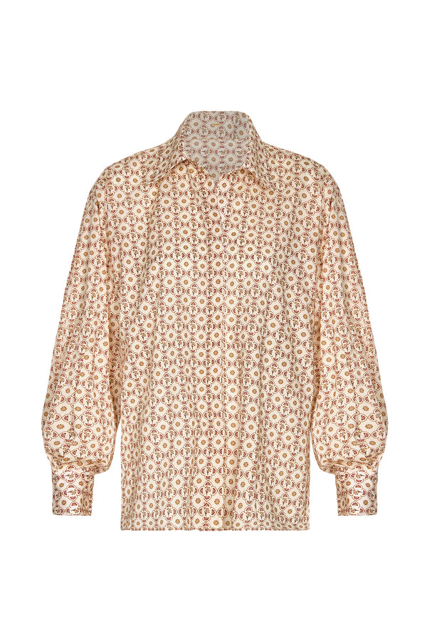 Barnes Cotton Bio Shirt / Beige May Flower