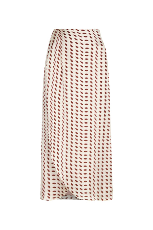 Amaime Satin Silk Midi Skirt / Ivory Wine Seeds