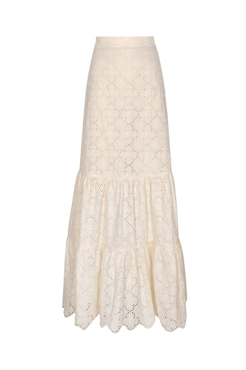 Julieta Cotton Eyelet Maxi Skirt / Cream