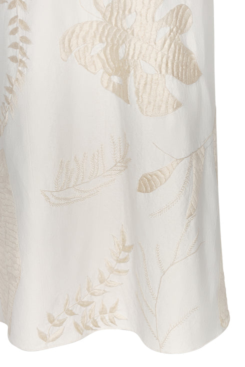 Gualanday Canvas Hand Embroidered Midi Dress / Ecru