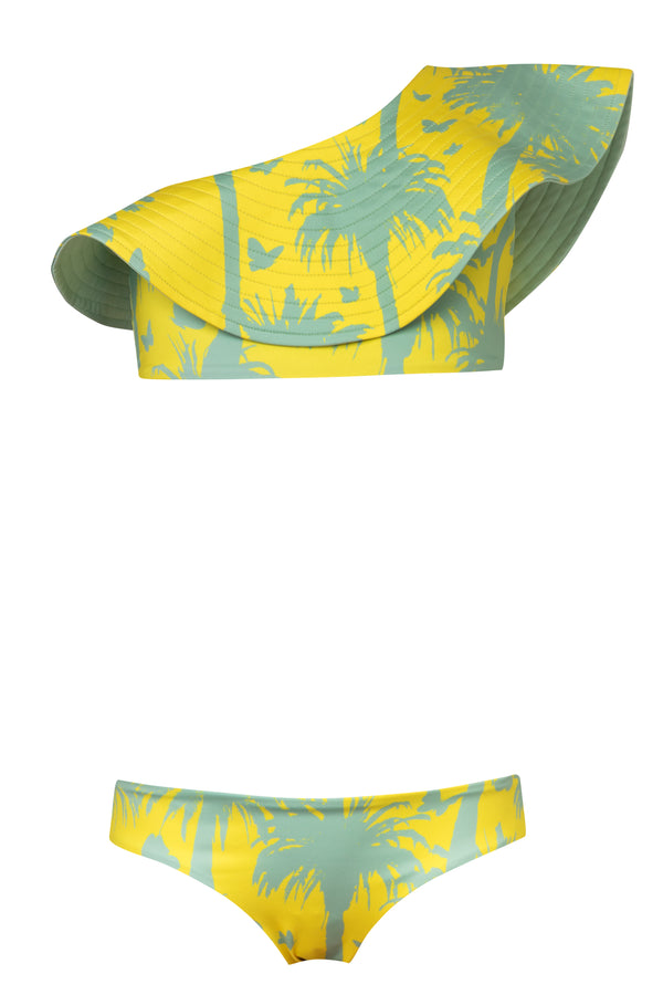 Mini Sunset Waves / Lime Palms - Mint