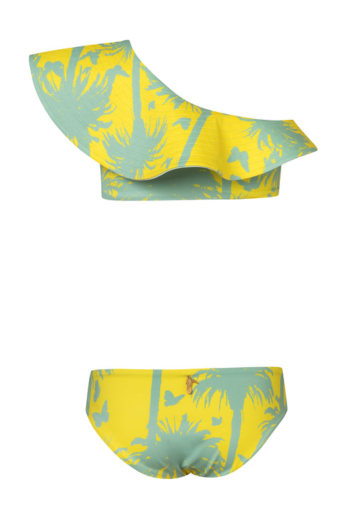 Mini Sunset Waves / Lime Palms - Mint