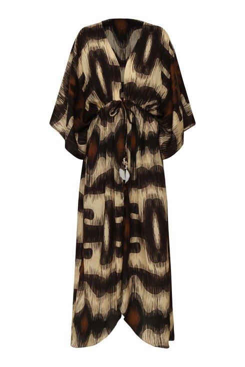 San Cipriano Martellato Silk Tunic / Brown Ikat