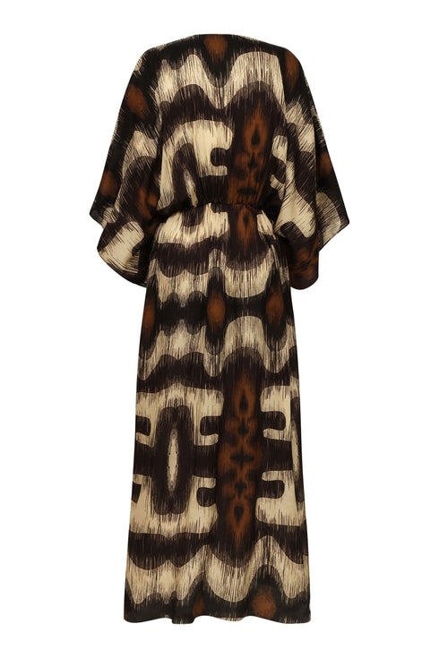 San Cipriano Martellato Silk Tunic / Brown Ikat