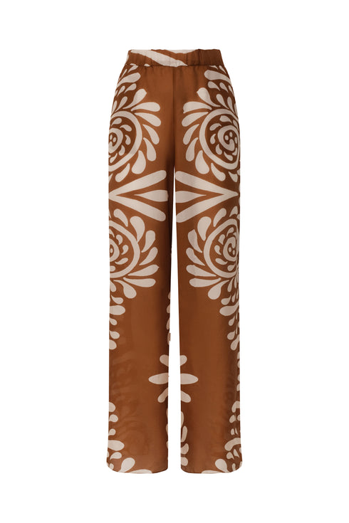 San Benito Cotton Silk Pants / Brown Arabesque