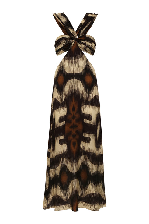 Santo Tomás Martellato Silk Dress / Brown Ikat