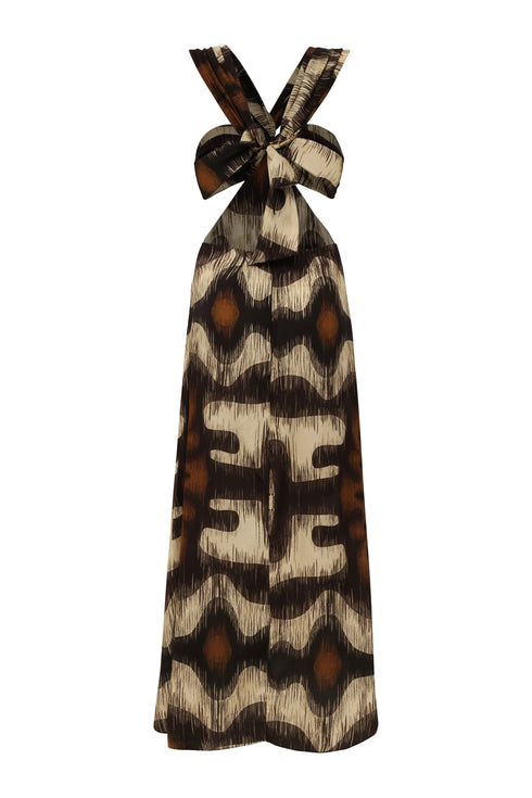 Santo Tomás Martellato Silk Dress / Brown Ikat