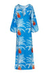 San Marco Linen Maxi Dress / Turquoise Palms