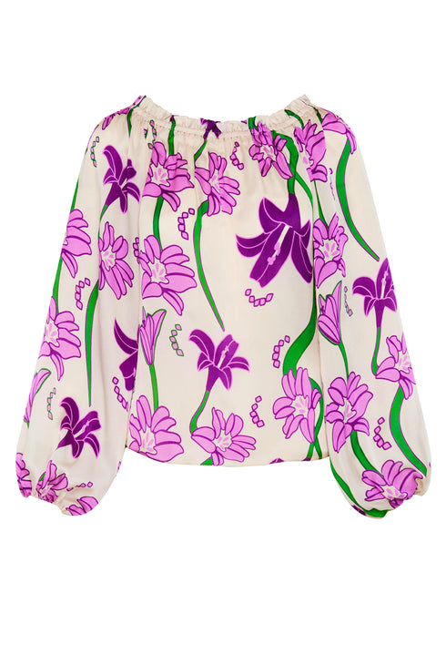 Astrid Silk Blouse / Violet Flowers