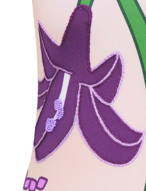 Torre Del Cielo Embroidered One Piece / Beige Violet Flowers