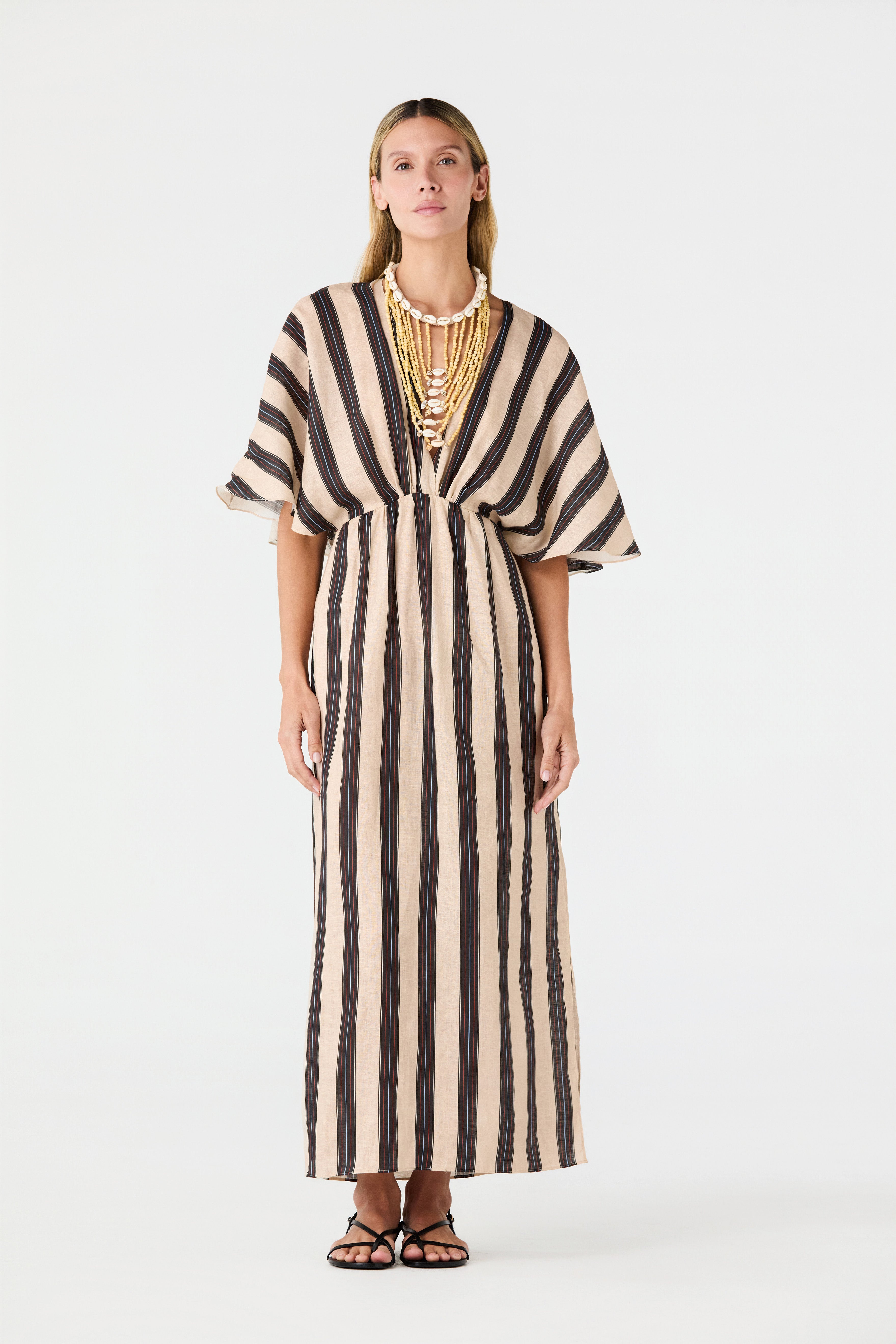 Navy Stripes Linen Tunic Dress